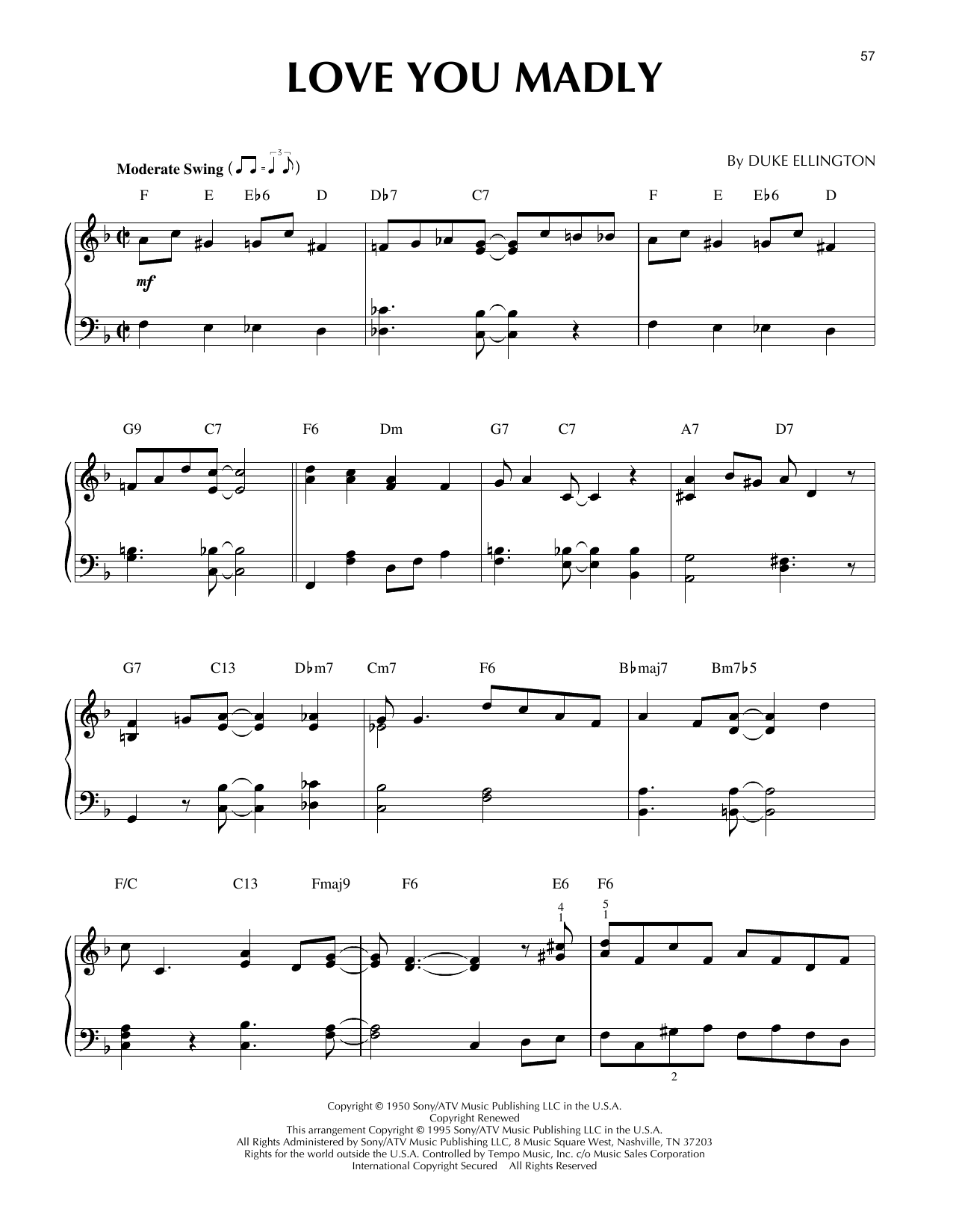 Duke Ellington Love You Madly (arr. Brent Edstrom) sheet music notes and chords arranged for Piano Solo