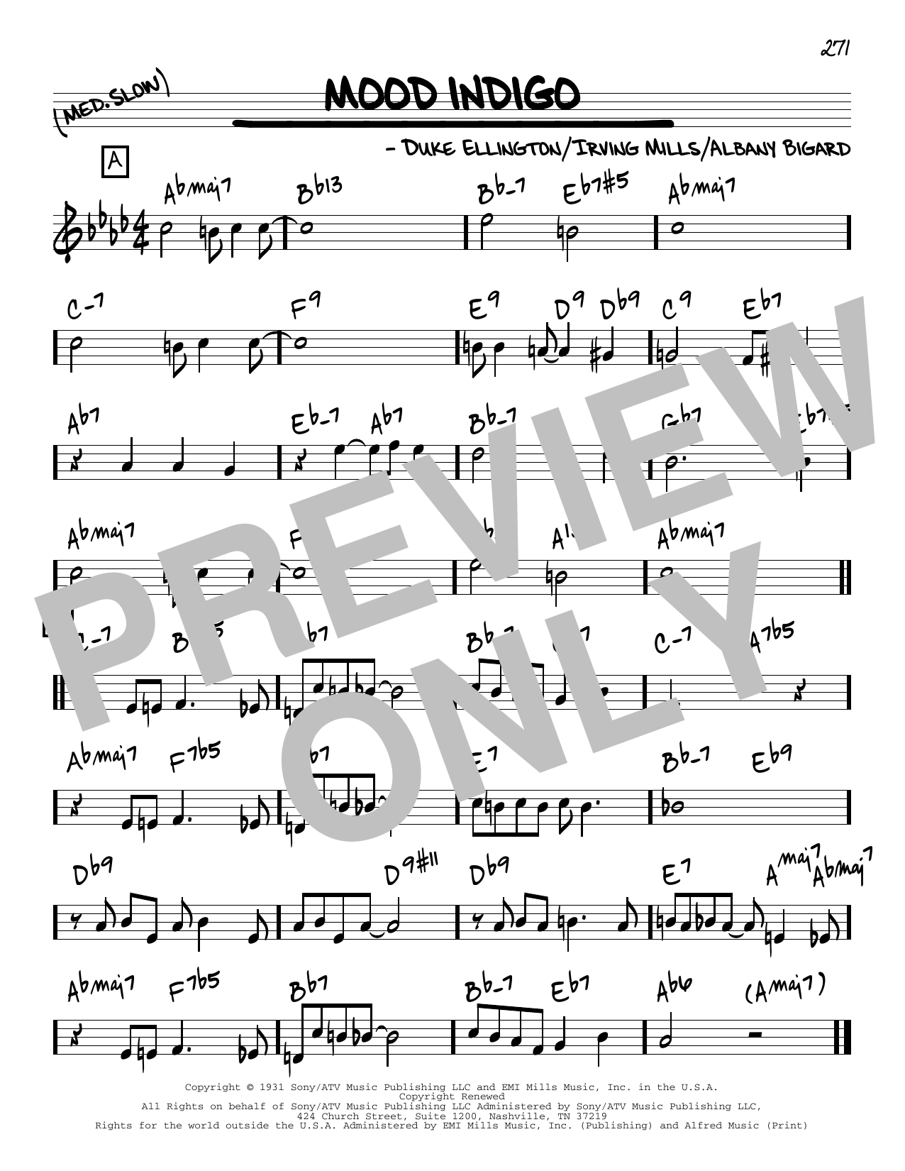 Duke Ellington Mood Indigo [Reharmonized version] (arr. Jack Grassel) sheet music notes and chords arranged for Real Book – Melody & Chords