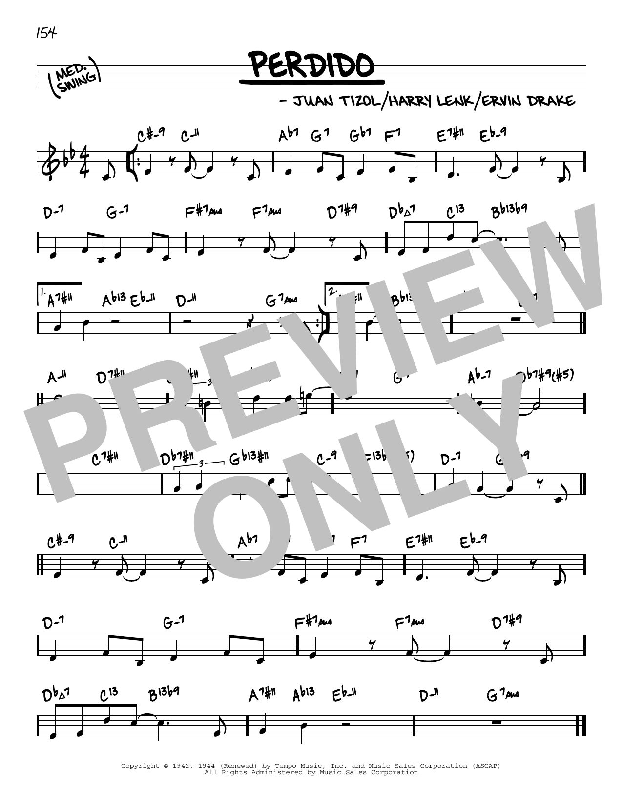 Duke Ellington Perdido (arr. David Hazeltine) sheet music notes and chords arranged for Real Book – Enhanced Chords