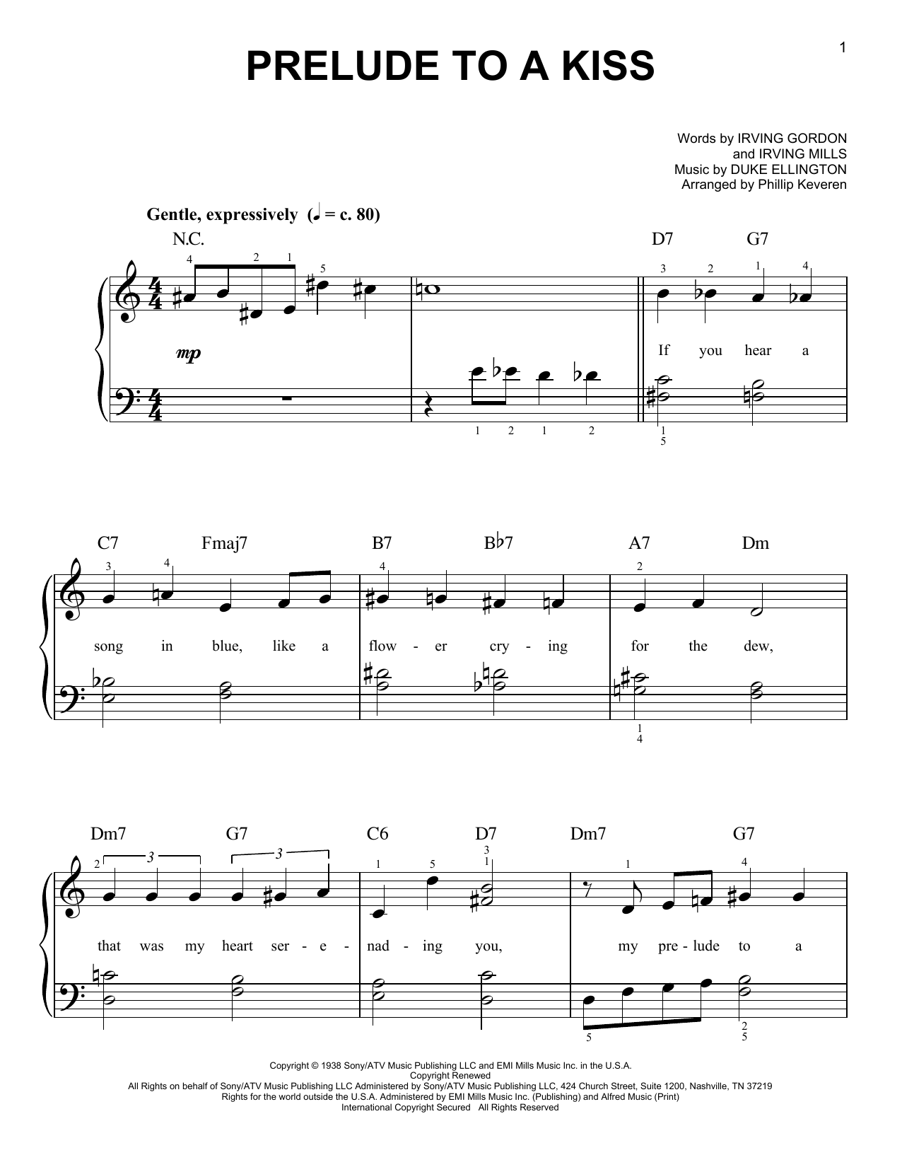 Duke Ellington Prelude To A Kiss (arr. Phillip Keveren) sheet music notes and chords arranged for Easy Piano