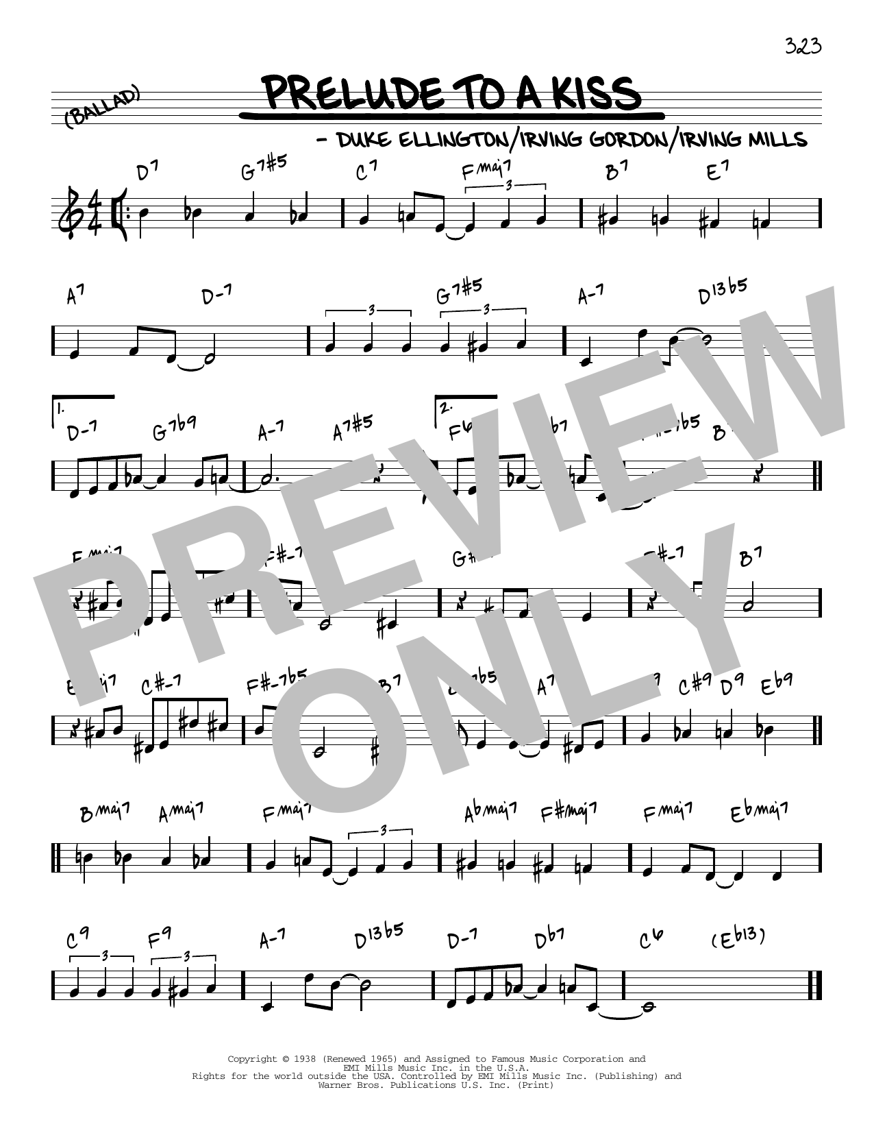 Duke Ellington Prelude To A Kiss [Reharmonized version] (arr. Jack Grassel) sheet music notes and chords arranged for Real Book – Melody & Chords