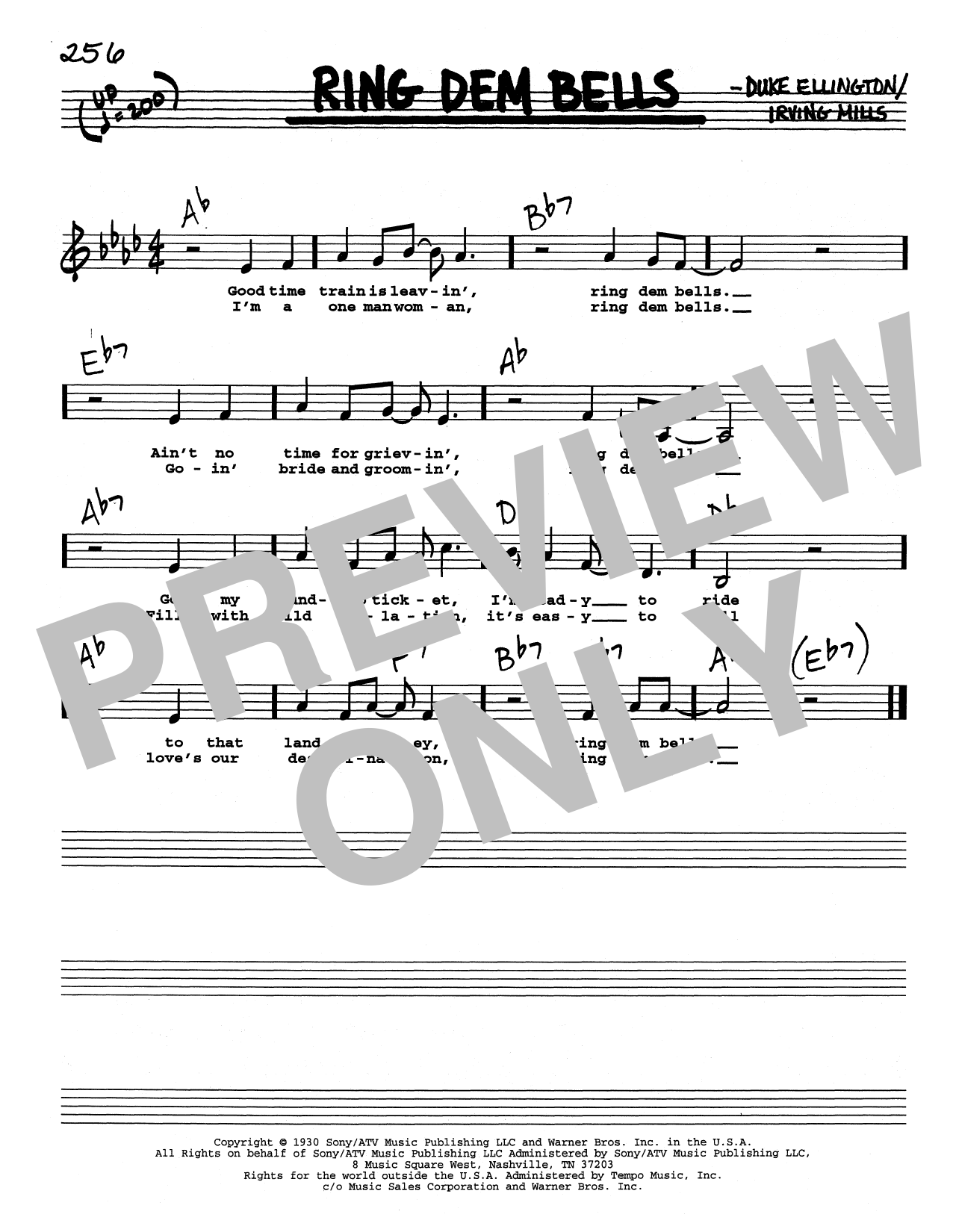 Duke Ellington Ring Dem Bells (Low Voice) sheet music notes and chords arranged for Real Book – Melody, Lyrics & Chords