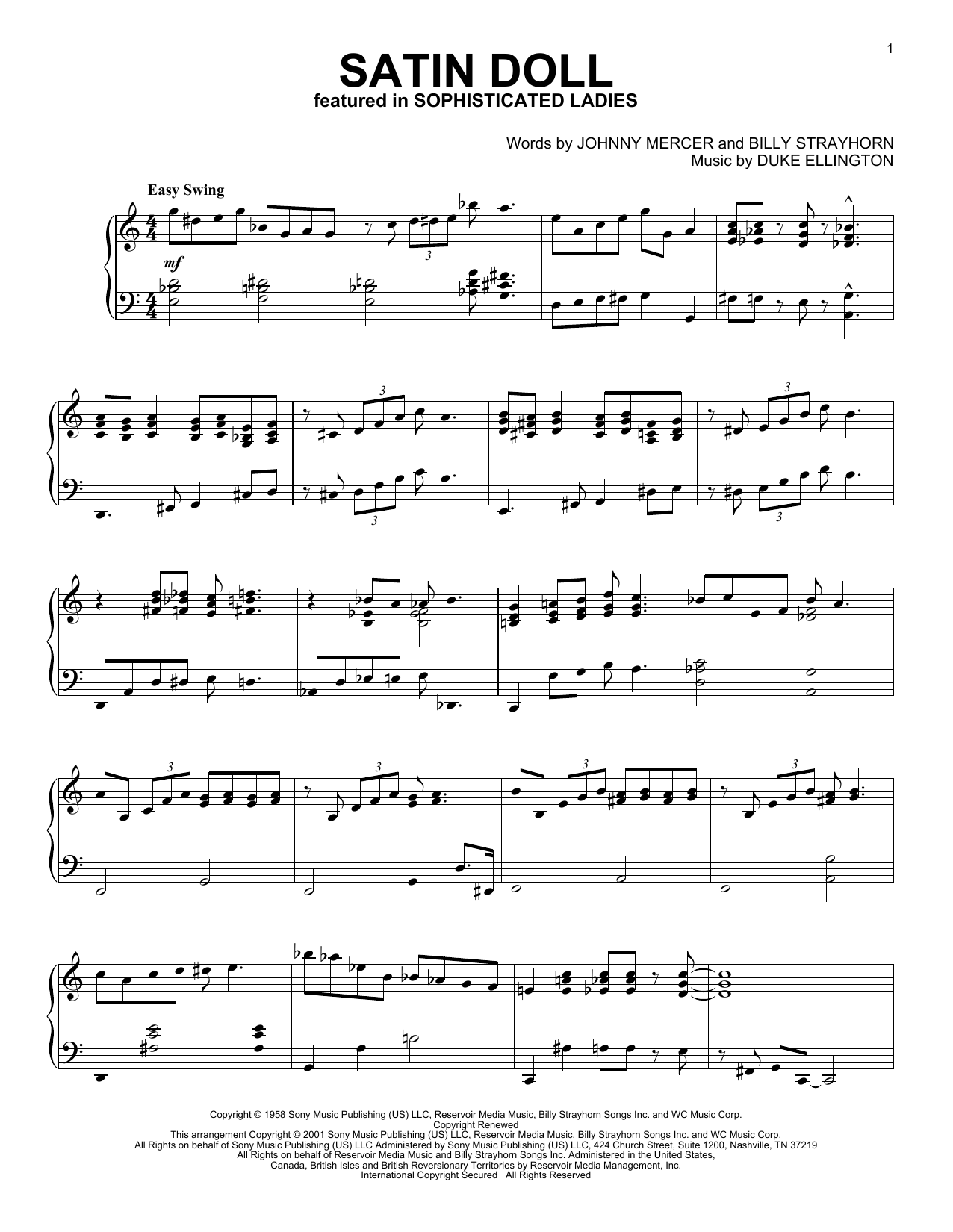 Duke Ellington Satin Doll (arr. Al Lerner) sheet music notes and chords arranged for Piano Solo