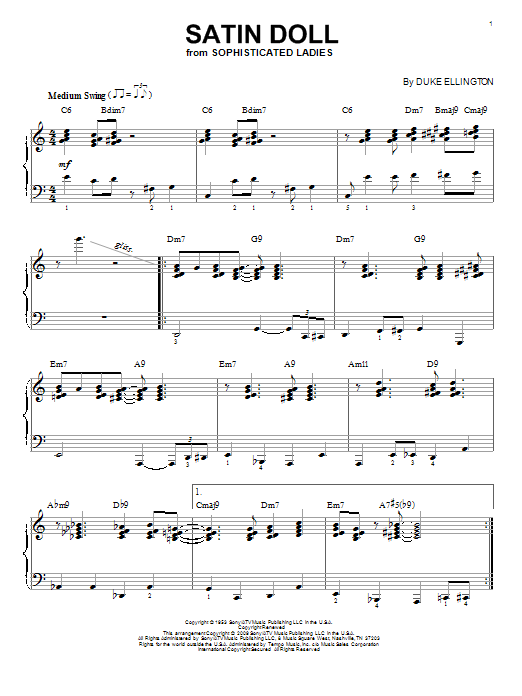 Duke Ellington Satin Doll (arr. Brent Edstrom) sheet music notes and chords arranged for Piano Solo
