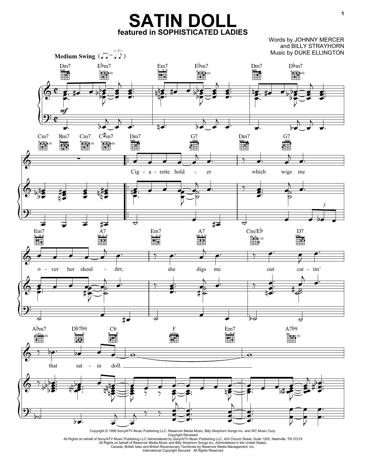 Duke Ellington Satin Doll sheet music notes and chords arranged for Piano Solo