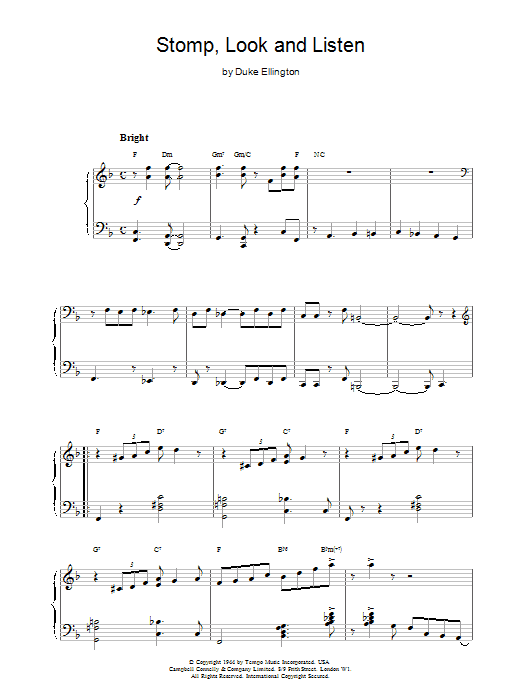 Duke Ellington Stomp, Look and Listen sheet music notes and chords arranged for Piano Solo