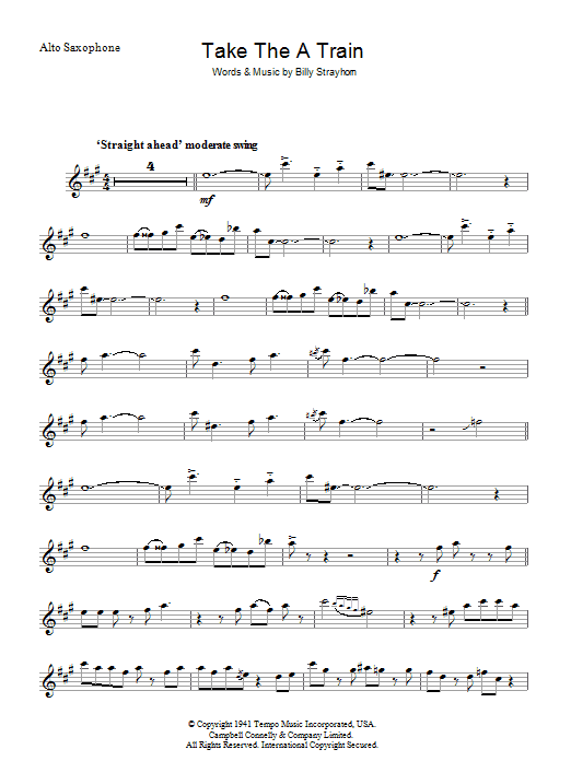 Duke Ellington Take The 'A' Train sheet music notes and chords arranged for Piano Chords/Lyrics