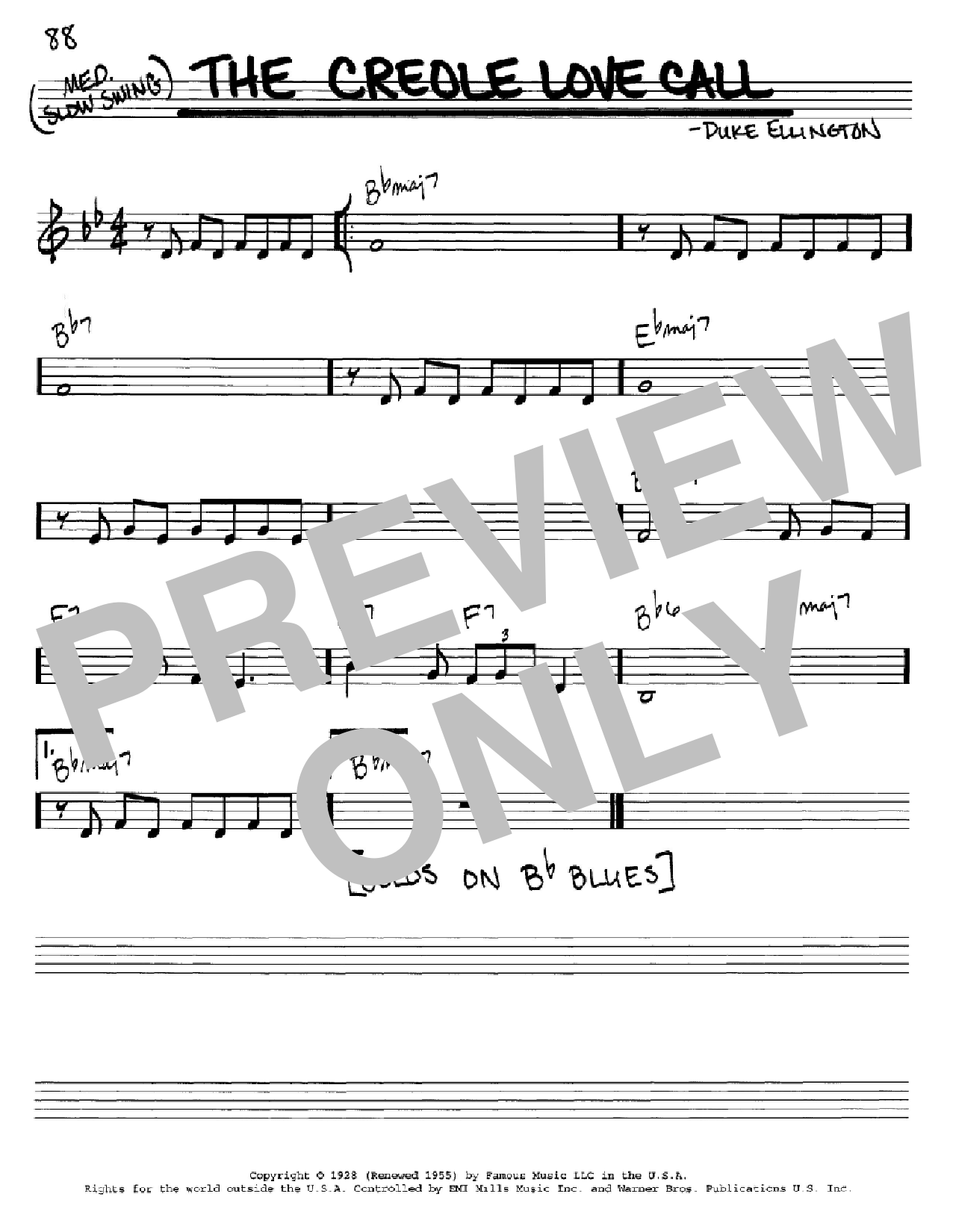 Duke Ellington The Creole Love Call sheet music notes and chords arranged for Lead Sheet / Fake Book