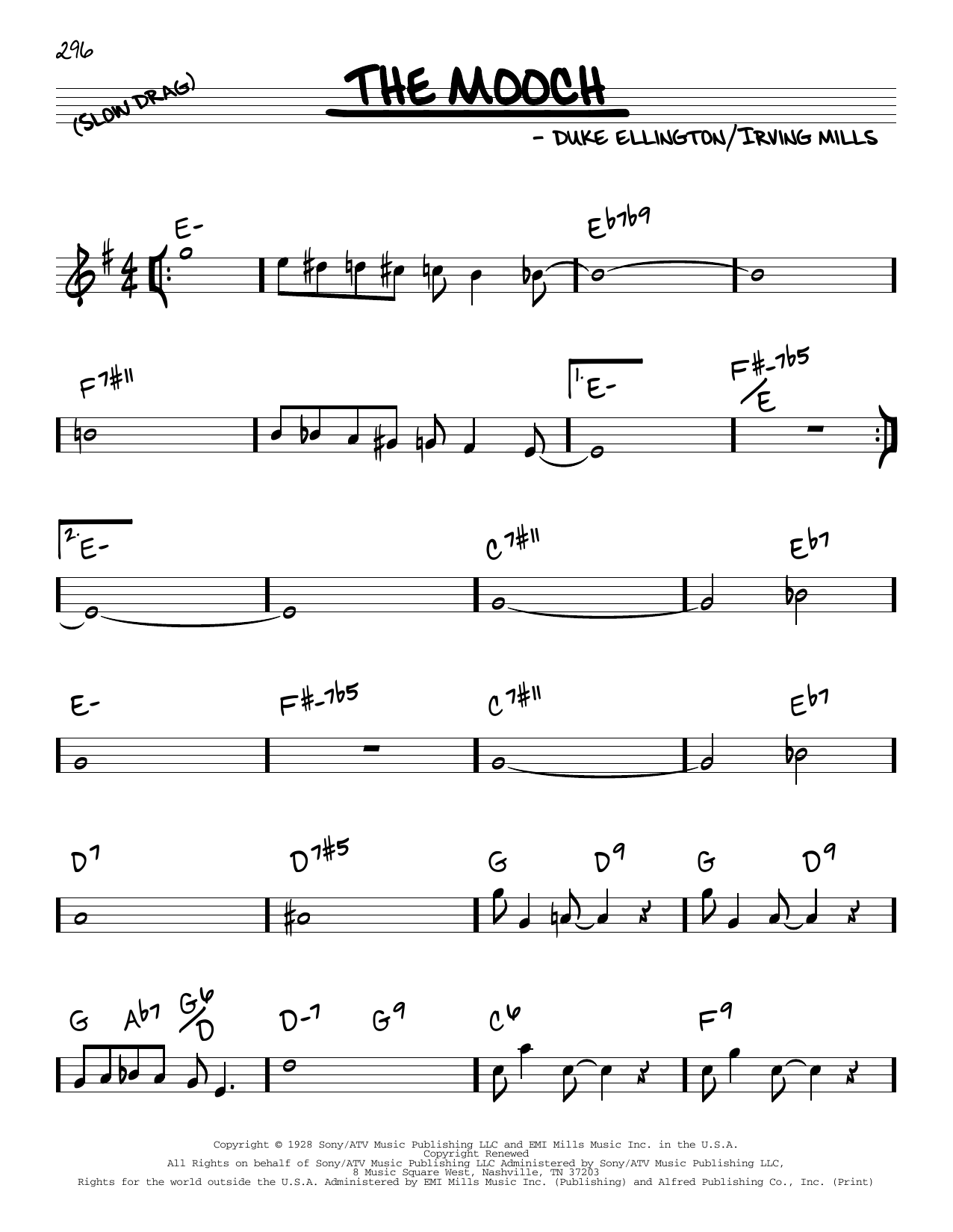 Duke Ellington The Mooche sheet music notes and chords arranged for Real Book – Melody & Chords