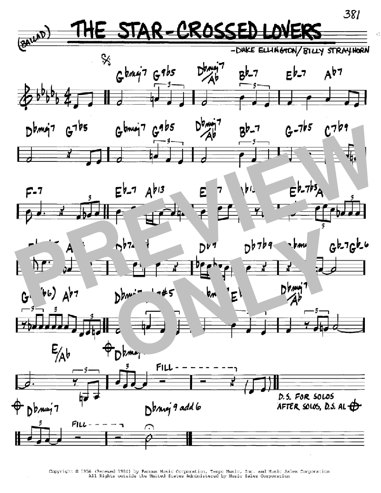 Duke Ellington The Star-Crossed Lovers sheet music notes and chords arranged for Real Book – Melody & Chords – Eb Instruments
