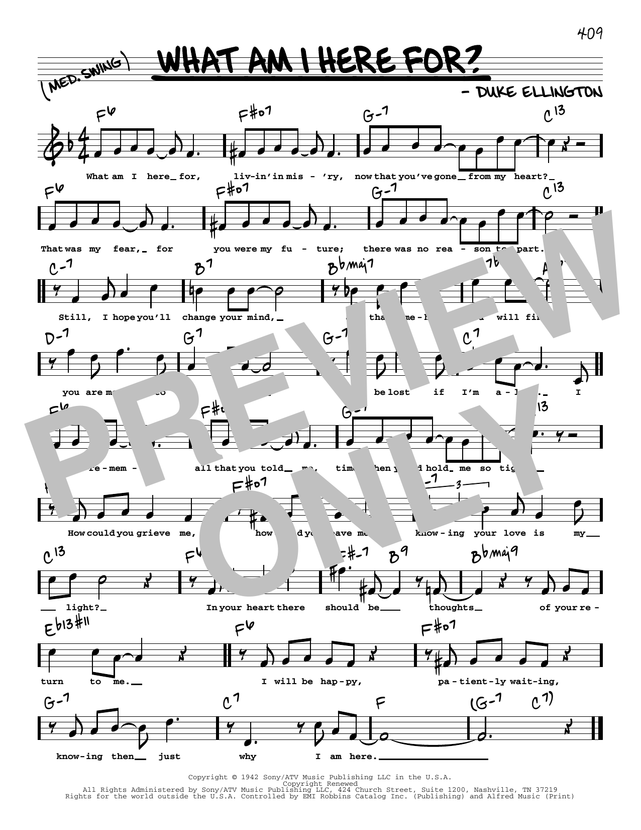 Duke Ellington What Am I Here For? (High Voice) sheet music notes and chords arranged for Real Book – Melody, Lyrics & Chords