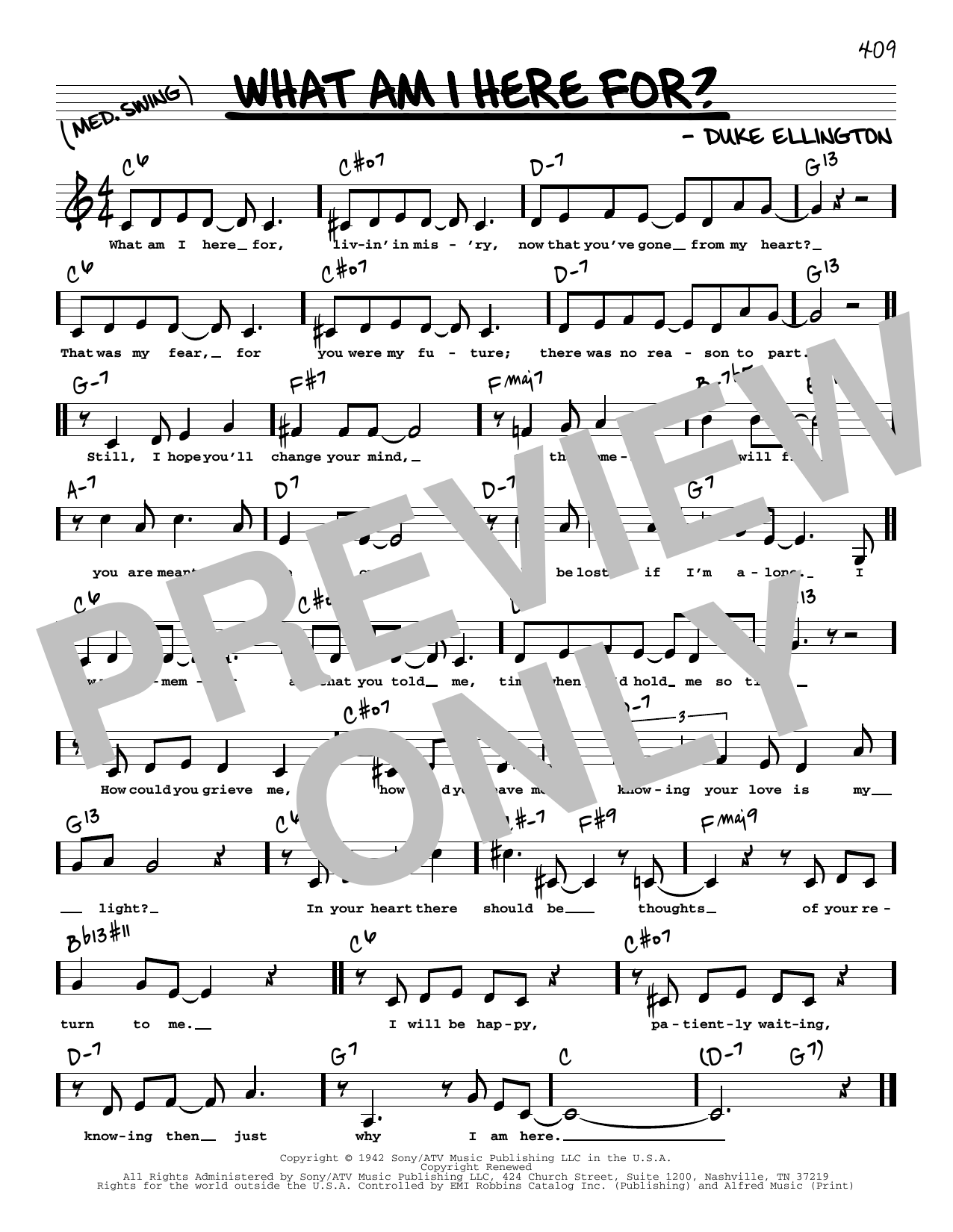 Duke Ellington What Am I Here For? (Low Voice) sheet music notes and chords arranged for Real Book – Melody, Lyrics & Chords