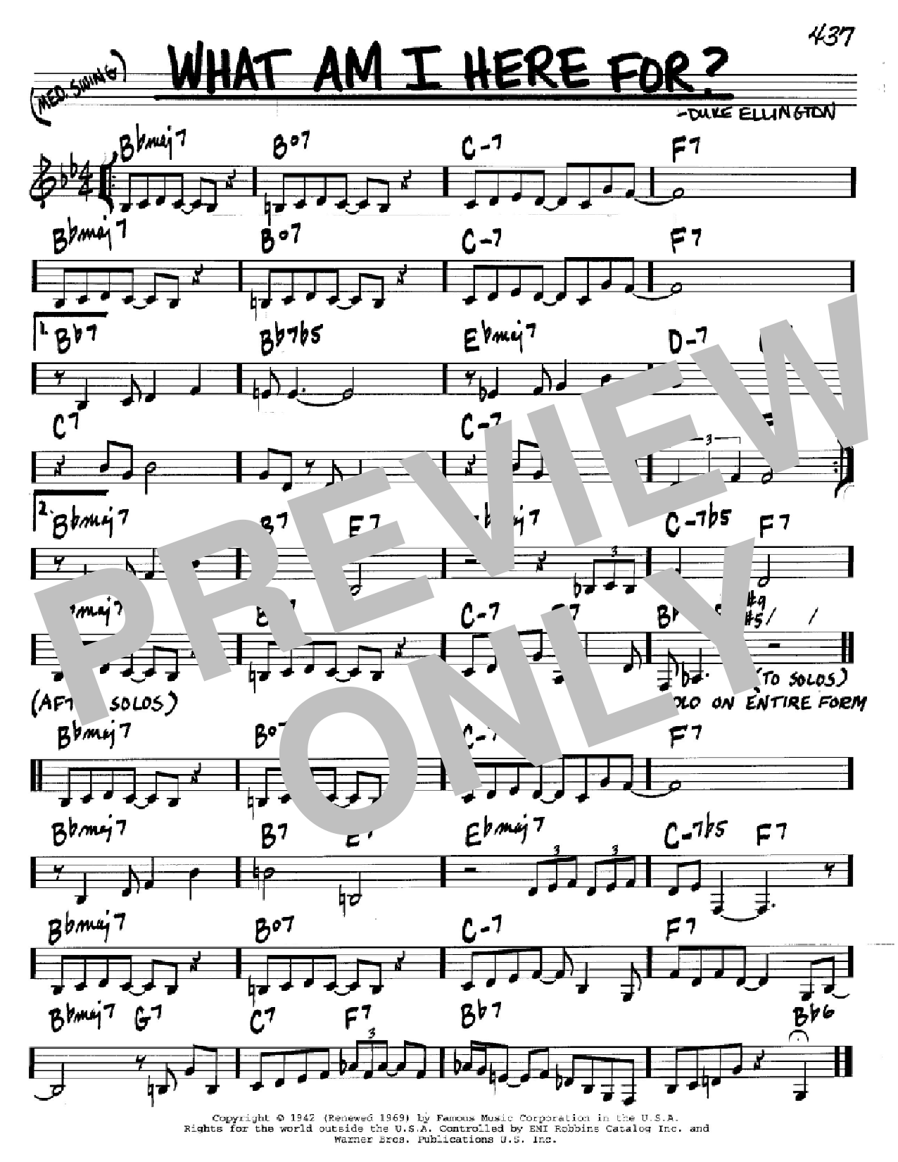 Duke Ellington What Am I Here For? sheet music notes and chords arranged for Piano Solo