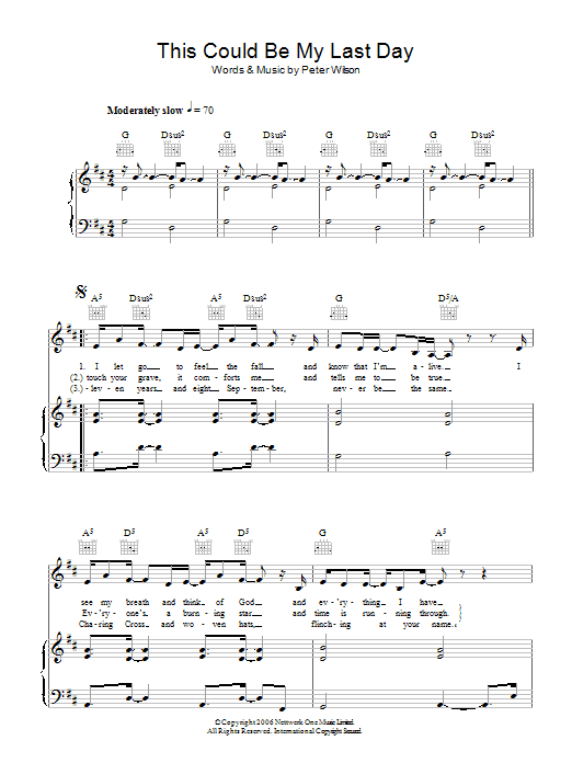 Duke Special This Could Be My Last Day sheet music notes and chords arranged for Piano, Vocal & Guitar Chords