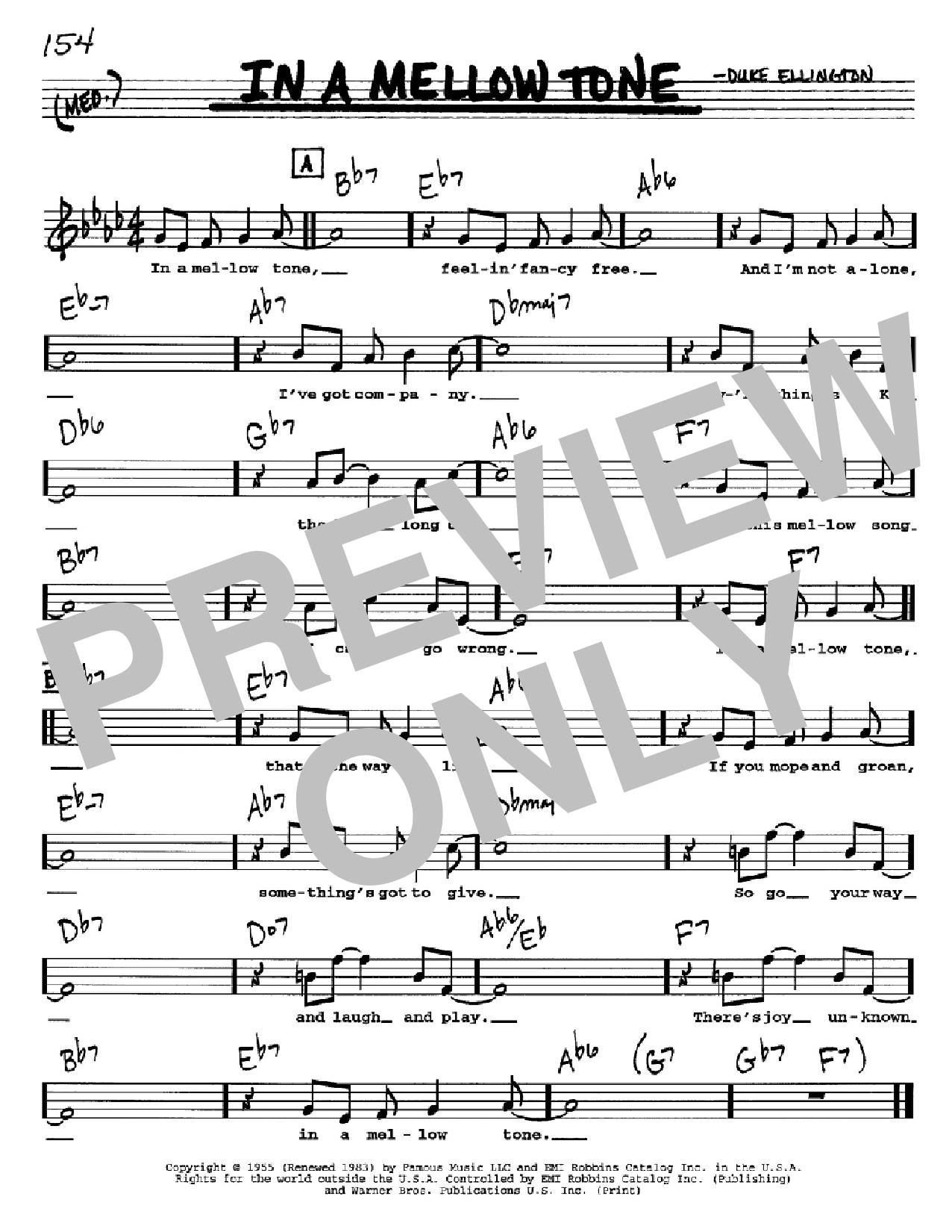 Duke Ellington In A Mellow Tone sheet music notes and chords arranged for Lead Sheet / Fake Book