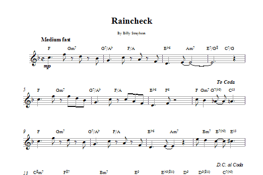Duke Ellington Raincheck sheet music notes and chords arranged for Lead Sheet / Fake Book