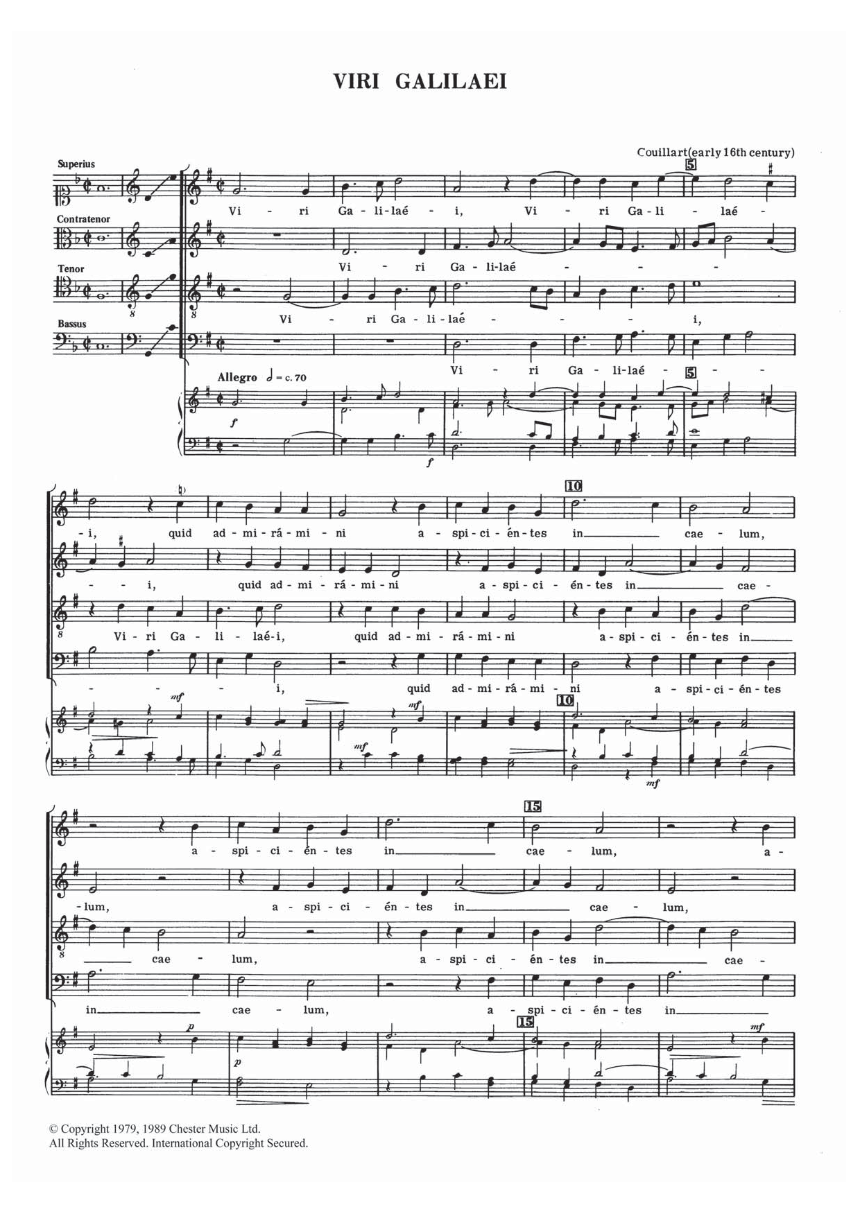 Dulos Couillart Viri Galilaei sheet music notes and chords arranged for Choir