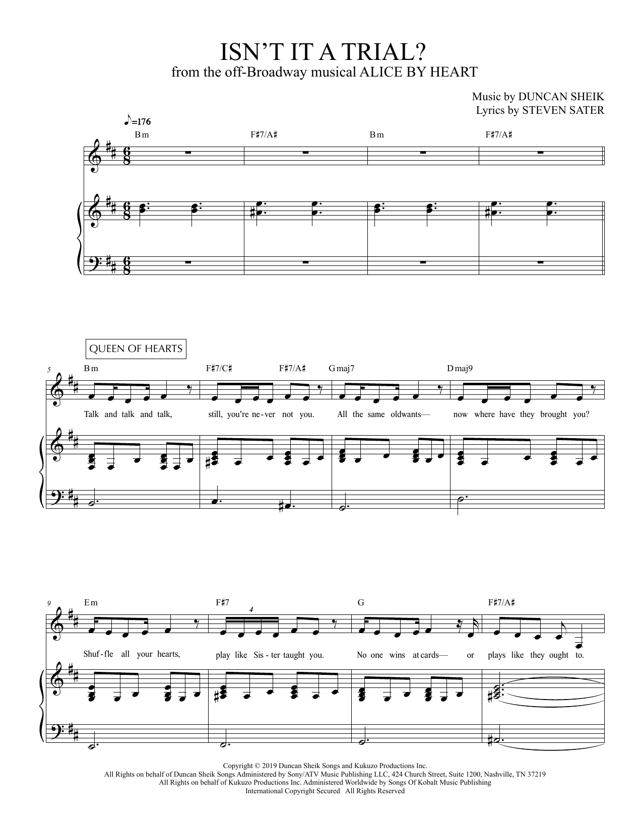 Duncan Sheik and Steven Sater Isn't It A Trial? (from Alice By Heart) sheet music notes and chords arranged for Piano & Vocal