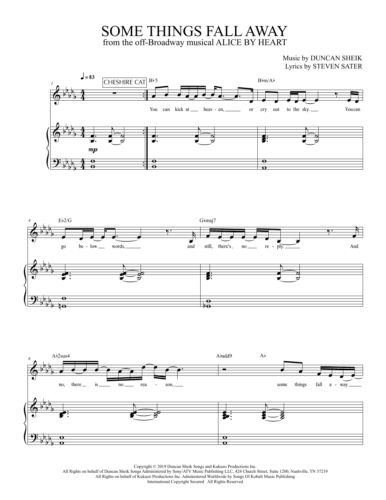 Duncan Sheik and Steven Sater Some Things Fall Away (from Alice By Heart) sheet music notes and chords arranged for Piano & Vocal
