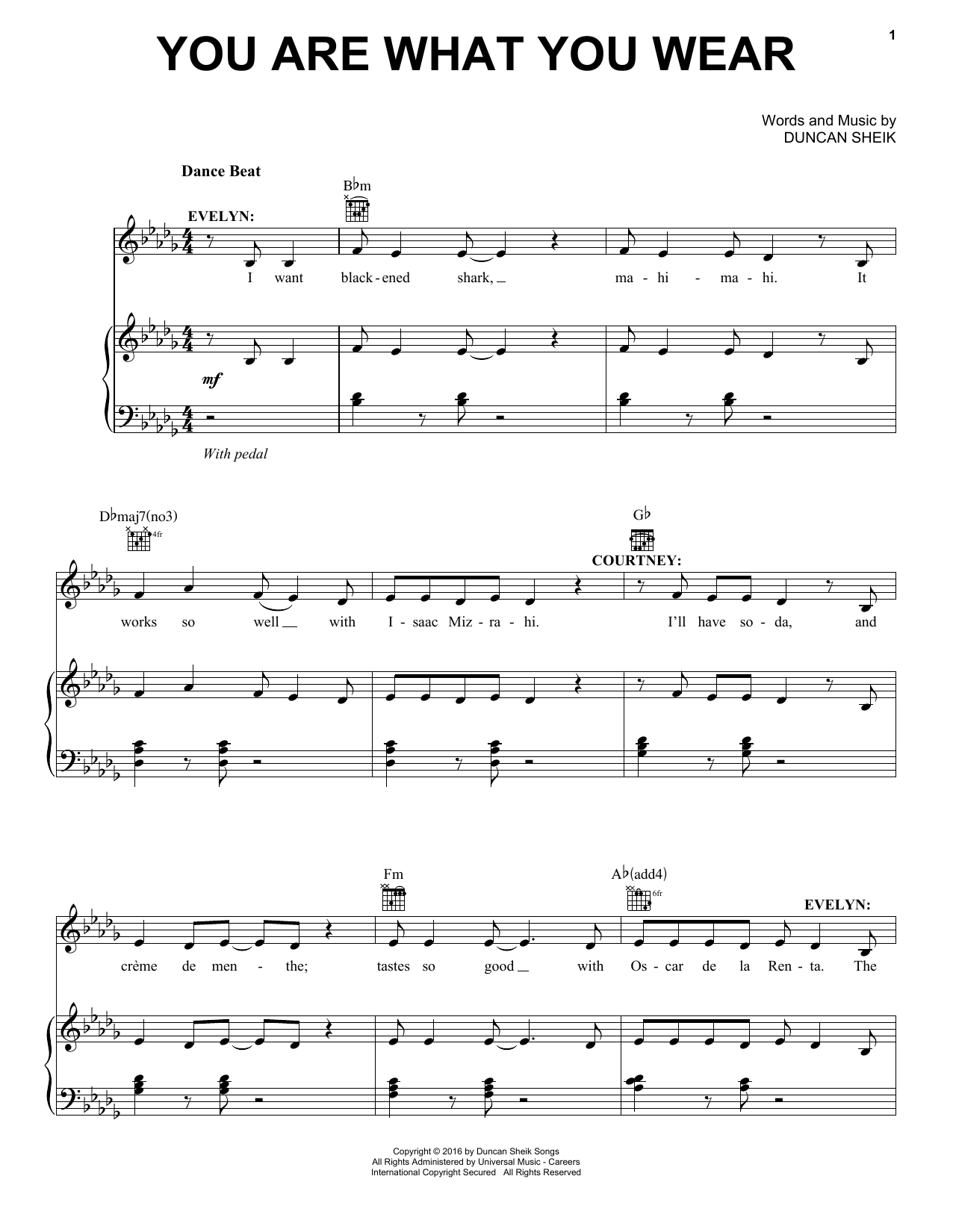Duncan Sheik You Are What You Wear sheet music notes and chords arranged for Piano, Vocal & Guitar Chords (Right-Hand Melody)
