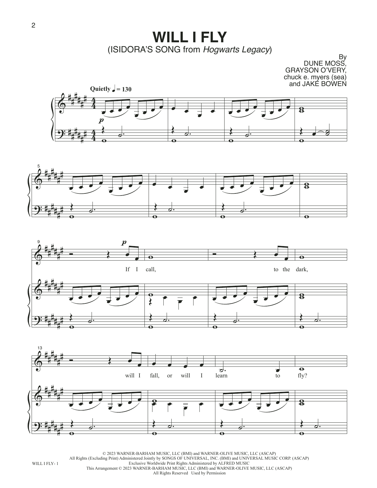 Dune Moss Will I Fly (Isidora's Song) (from Hogwarts Legacy) sheet music notes and chords arranged for Piano & Vocal