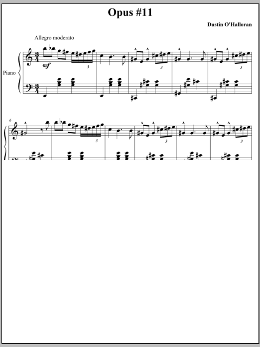 Dustin O'Halloran Opus 11 sheet music notes and chords arranged for Piano Solo