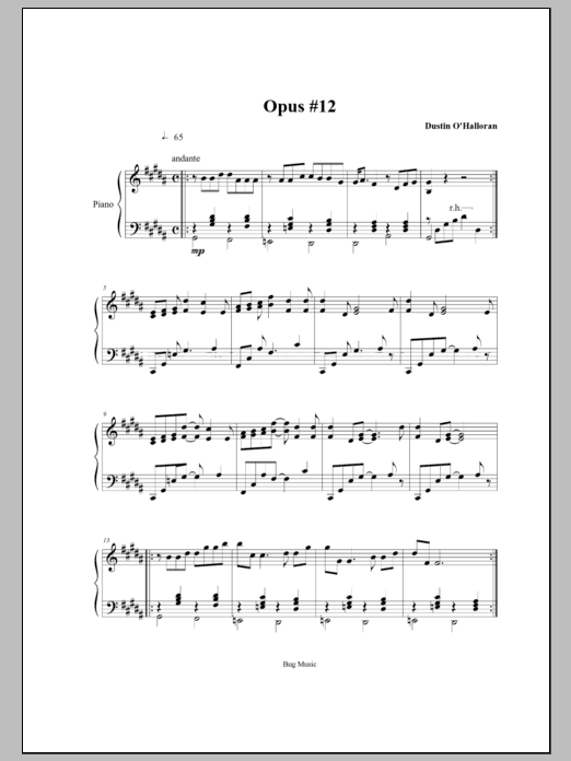 Dustin O'Halloran Opus 12 sheet music notes and chords arranged for Piano Solo
