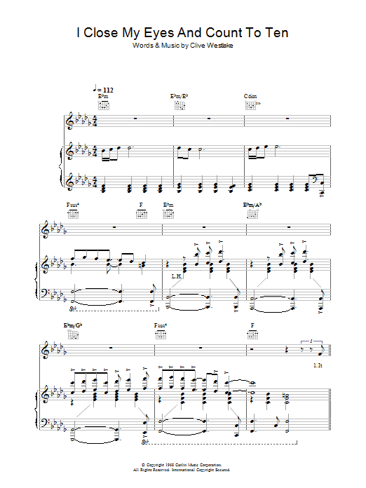 Dusty Springfield I Close My Eyes And Count To Ten sheet music notes and chords arranged for Piano & Vocal