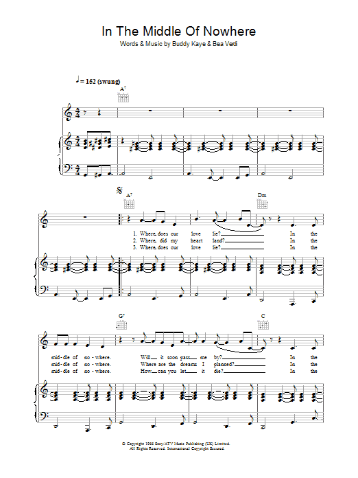 Dusty Springfield In The Middle Of Nowhere sheet music notes and chords arranged for Guitar Chords/Lyrics