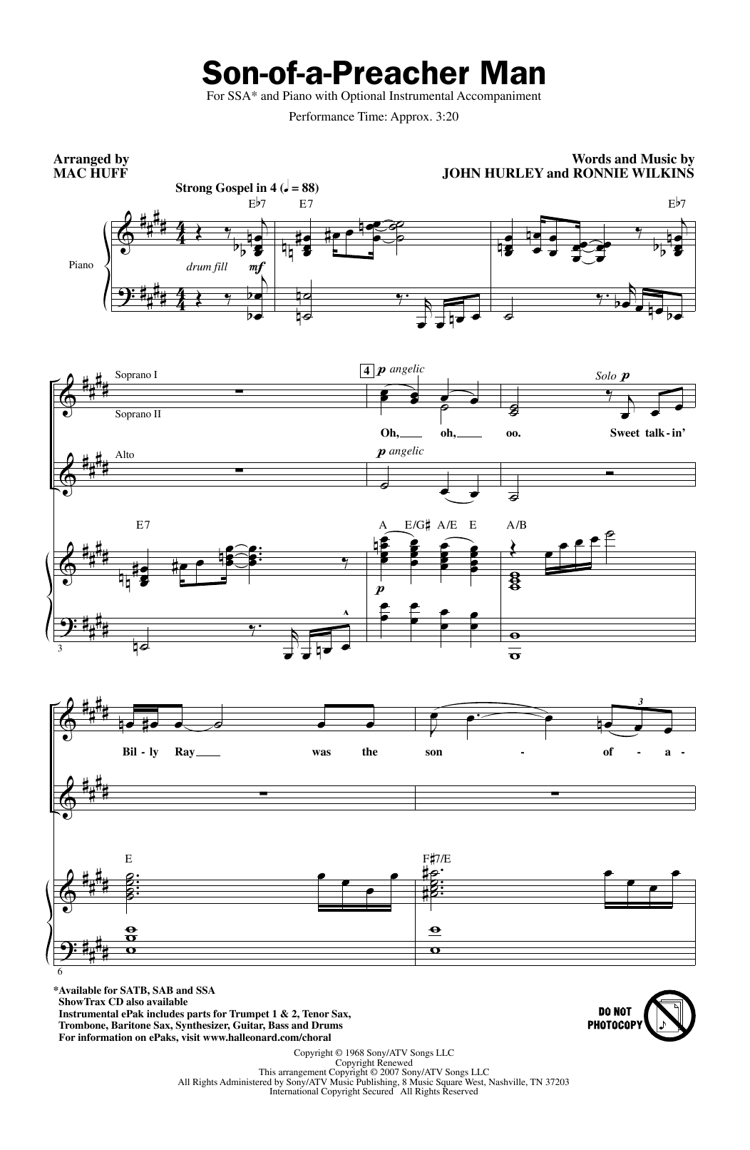 Dusty Springfield Son-Of-A-Preacher Man (arr. Mac Huff) sheet music notes and chords arranged for SATB Choir