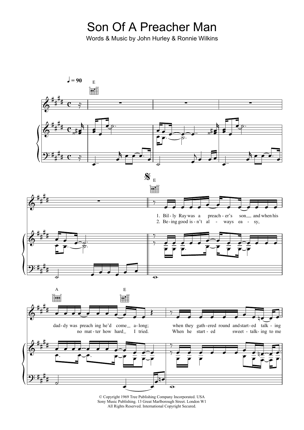 Dusty Springfield Son-Of-A-Preacher Man sheet music notes and chords arranged for Flute Solo