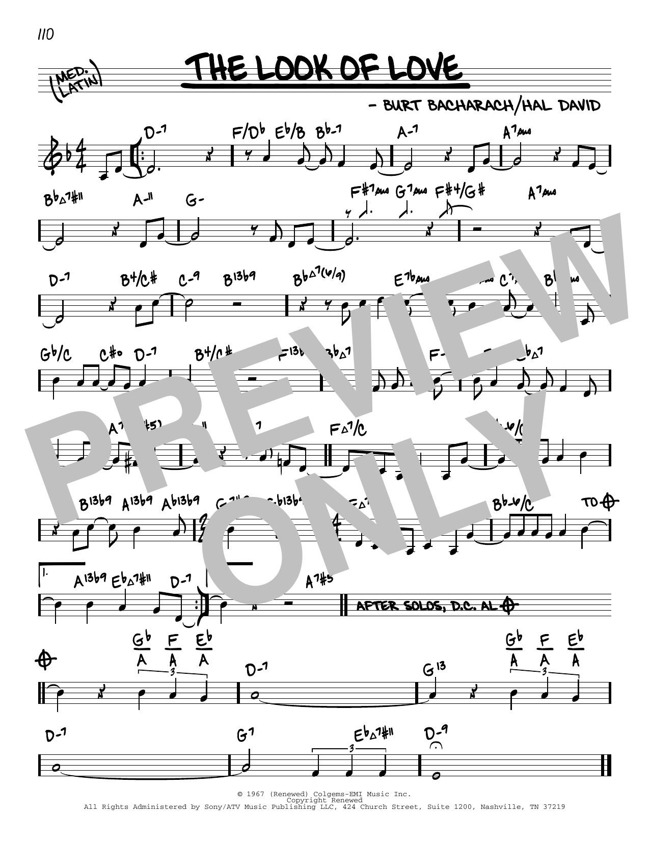 Dusty Springfield The Look Of Love (arr. David Hazeltine) sheet music notes and chords arranged for Real Book – Enhanced Chords