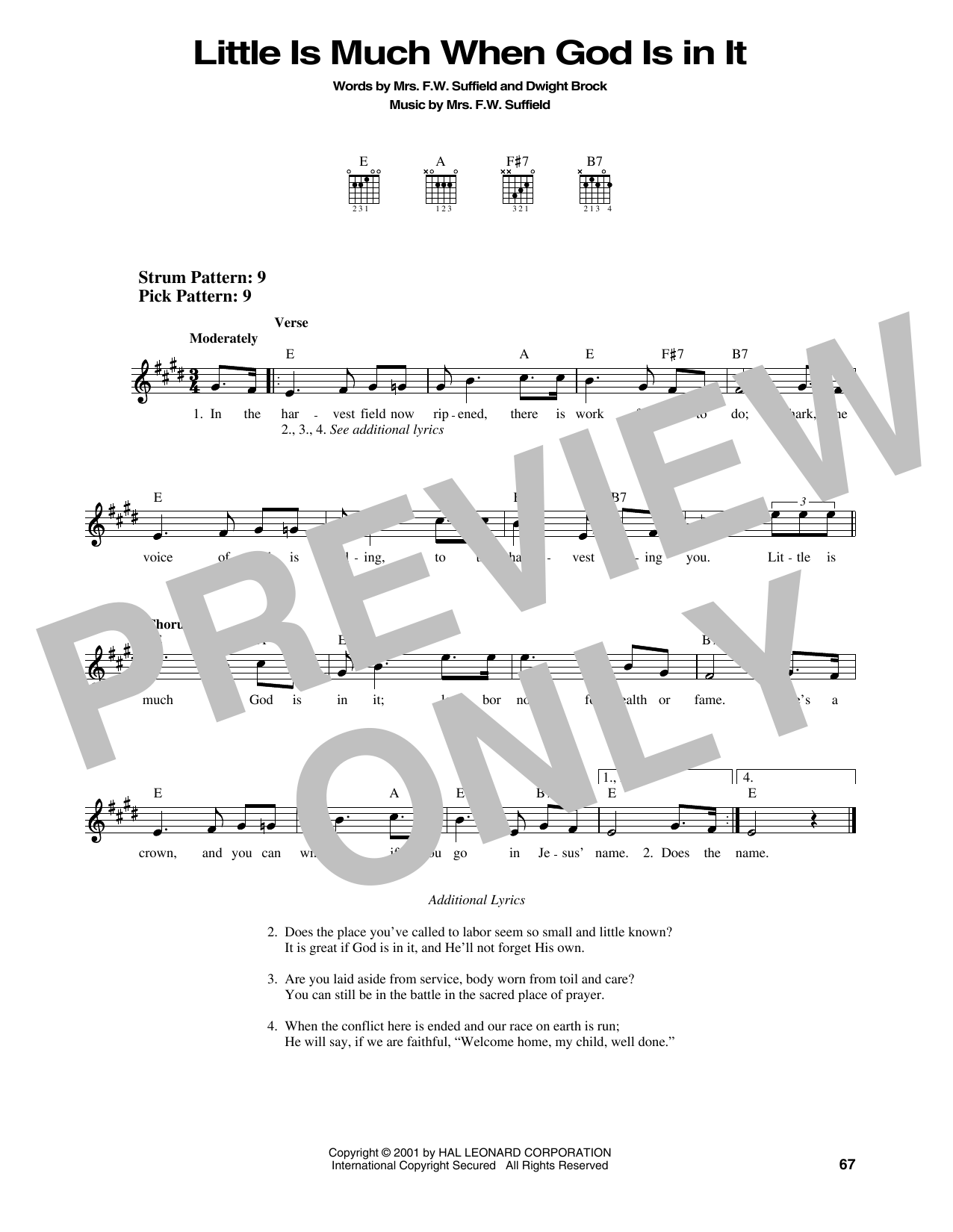 Dwight Brock Little Is Much When God Is In It sheet music notes and chords arranged for Easy Guitar