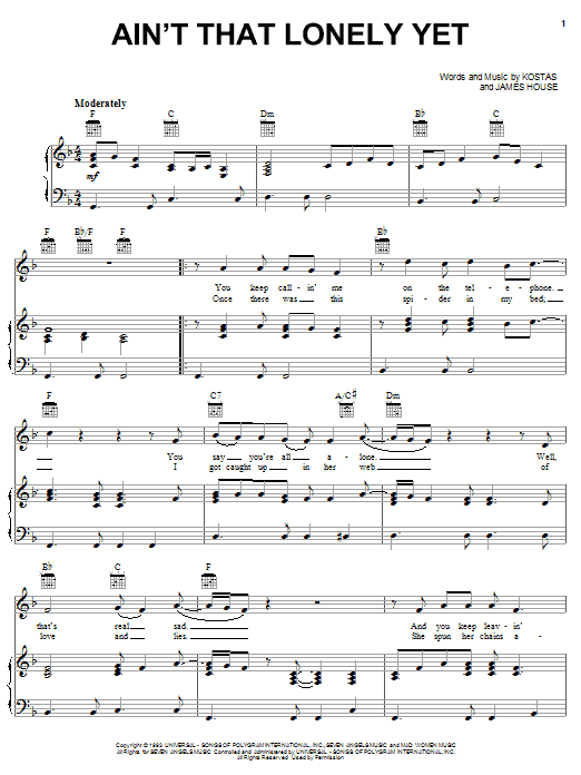 Dwight Yoakam Ain't That Lonely Yet sheet music notes and chords arranged for Easy Guitar