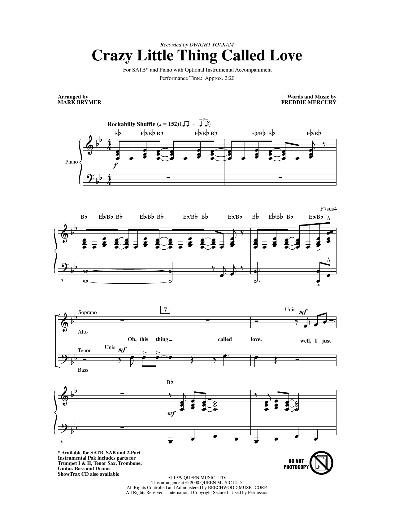 Dwight Yoakam Crazy Little Thing Called Love (arr. Mark Brymer) sheet music notes and chords arranged for 2-Part Choir