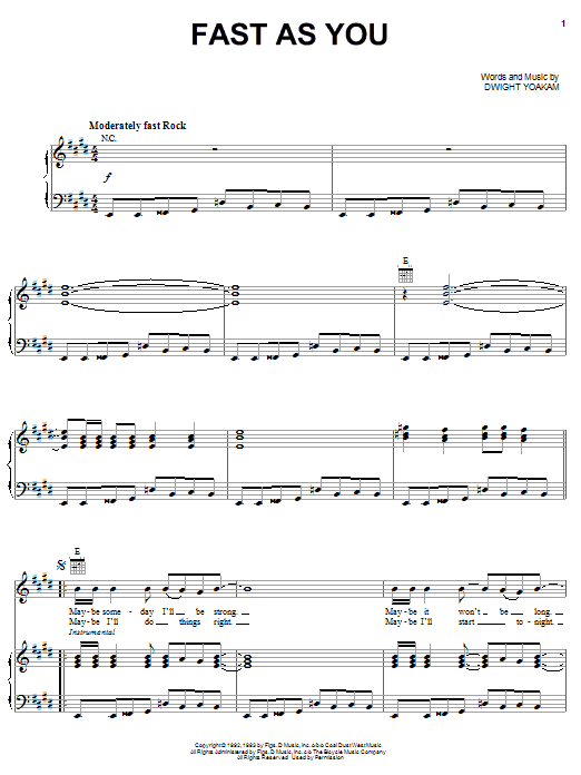 Dwight Yoakam Fast As You sheet music notes and chords arranged for Solo Guitar