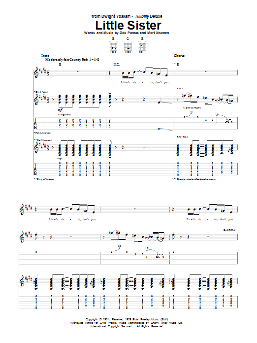 Dwight Yoakam Little Sister sheet music notes and chords arranged for Guitar Tab