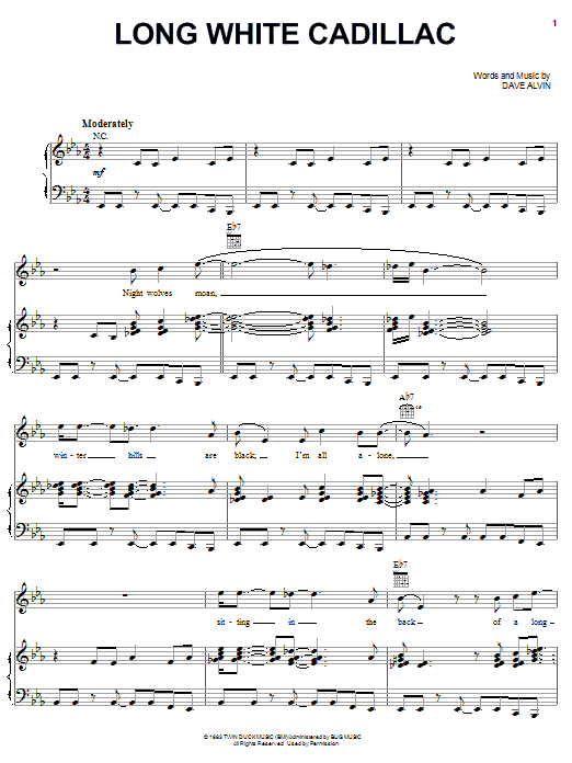 Dwight Yoakam Long White Cadillac sheet music notes and chords arranged for Piano, Vocal & Guitar Chords (Right-Hand Melody)