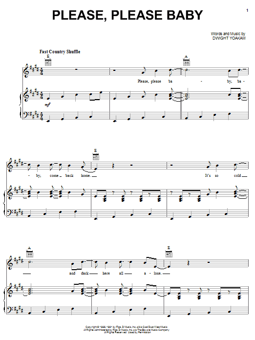 Dwight Yoakam Please, Please Baby sheet music notes and chords arranged for Guitar Tab