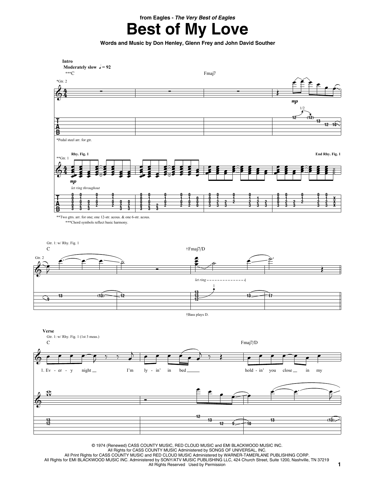 Eagles Best Of My Love sheet music notes and chords arranged for Ukulele
