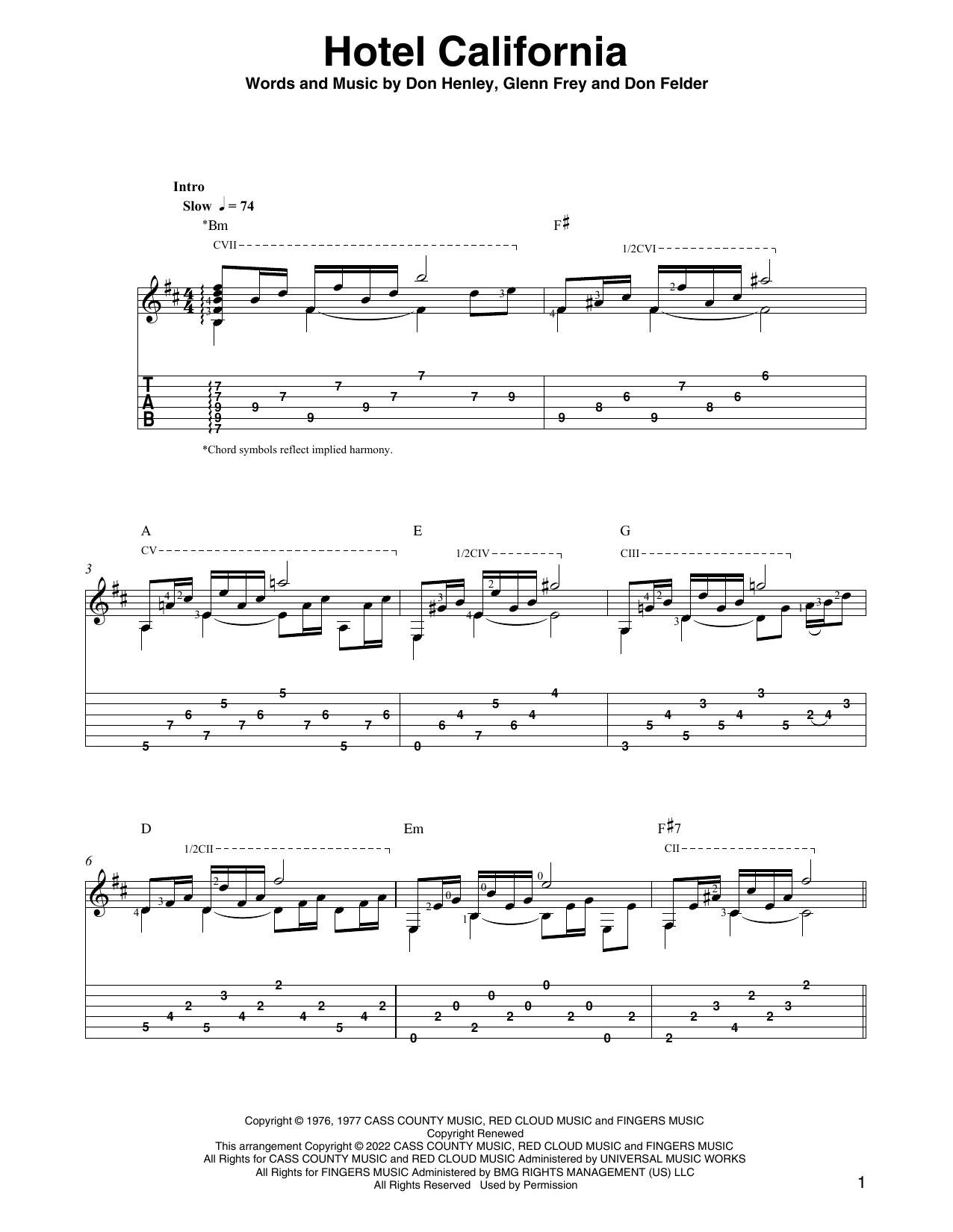 Eagles Hotel California (arr. Ben Pila) sheet music notes and chords arranged for Solo Guitar
