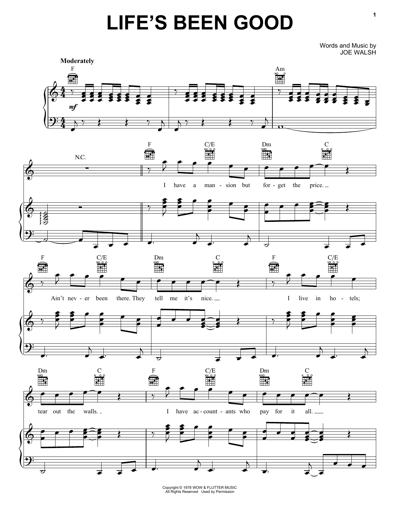 Eagles Life's Been Good sheet music notes and chords arranged for Piano, Vocal & Guitar Chords (Right-Hand Melody)