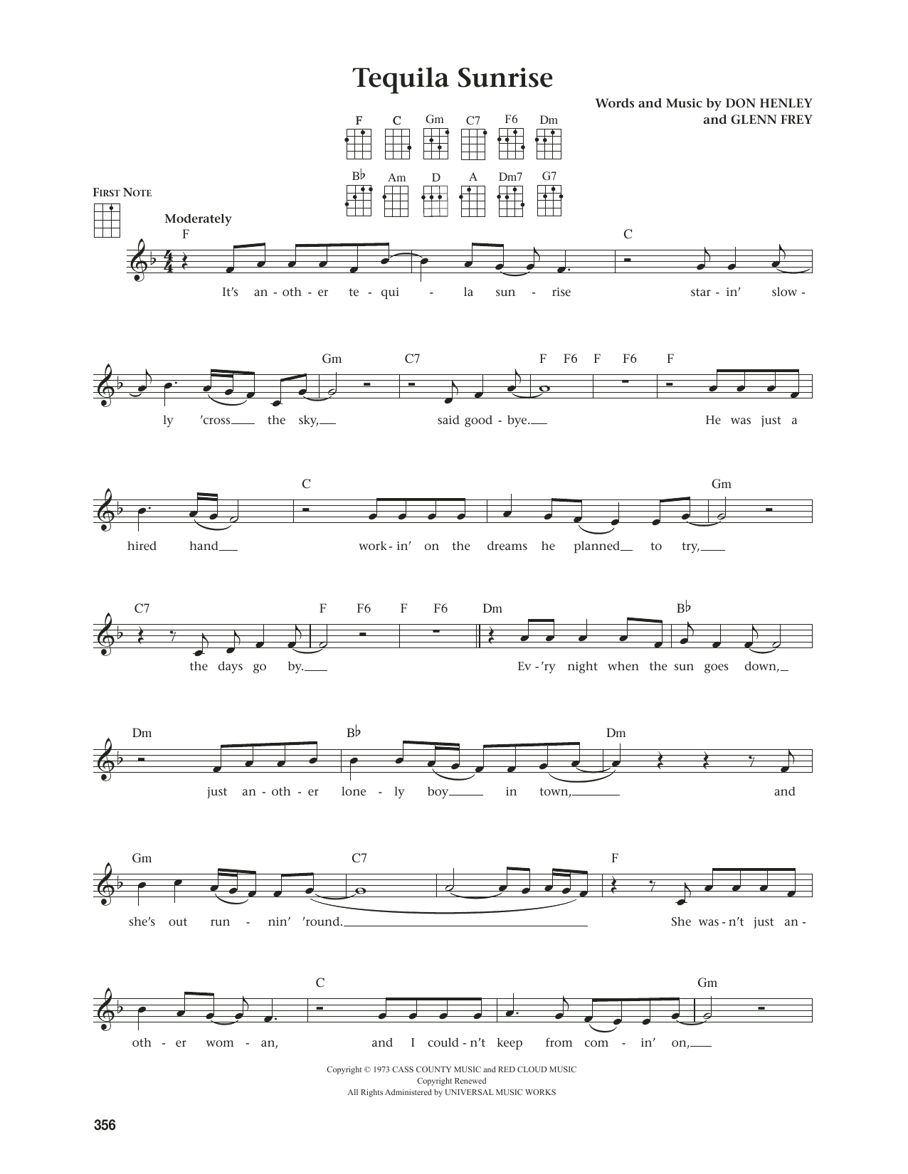 Eagles Tequila Sunrise (from The Daily Ukulele) (arr. Jim Beloff) sheet music notes and chords arranged for Ukulele