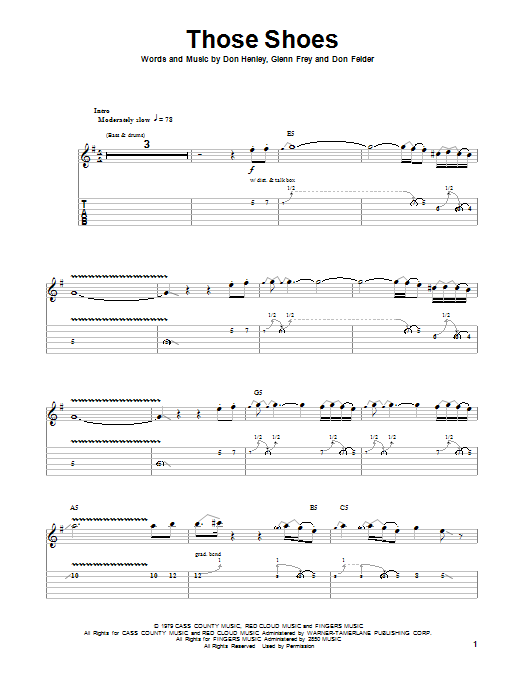 Eagles Those Shoes sheet music notes and chords arranged for Guitar Tab (Single Guitar)