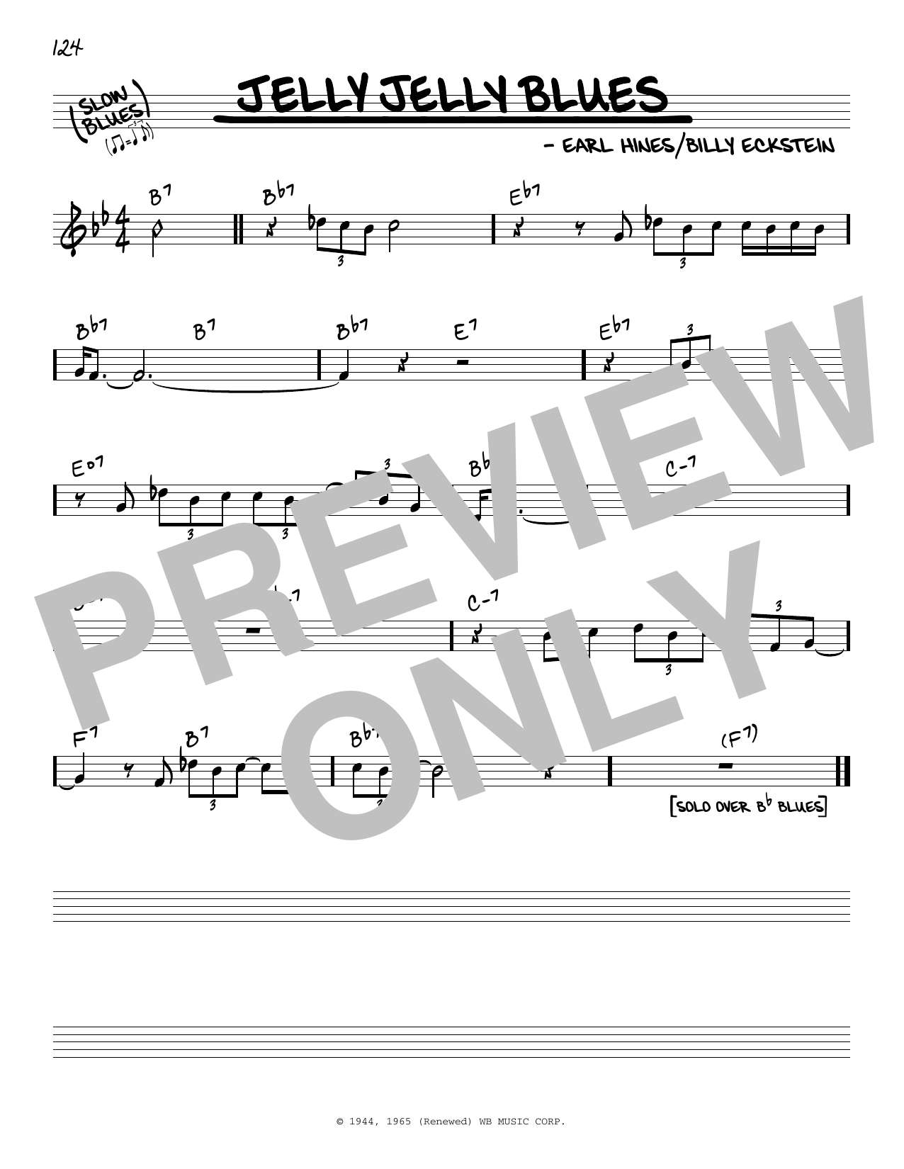 Earl Hines Jelly Jelly Blues sheet music notes and chords arranged for Real Book – Melody & Chords