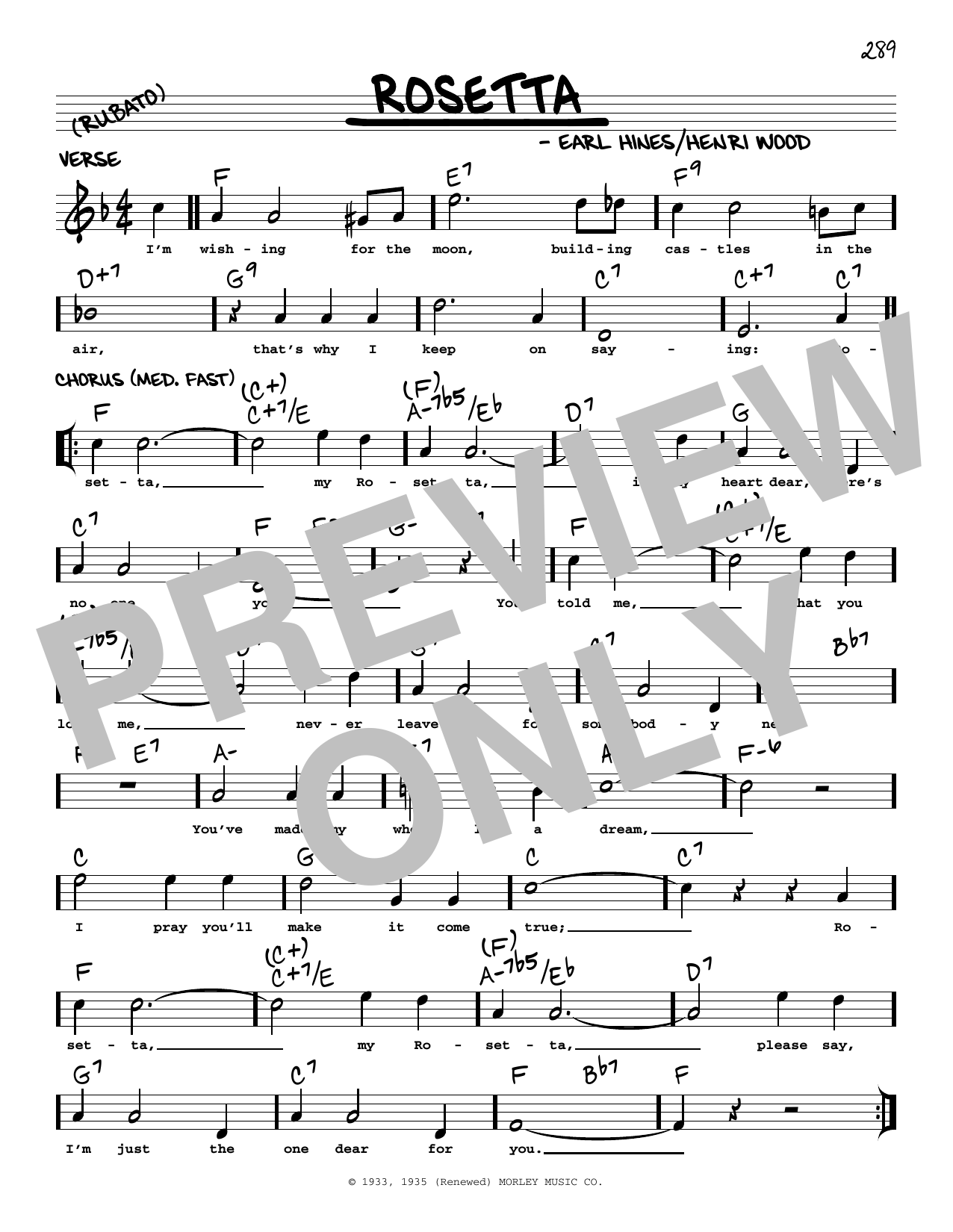 Earl Hines Rosetta (arr. Robert Rawlins) sheet music notes and chords arranged for Real Book – Melody, Lyrics & Chords