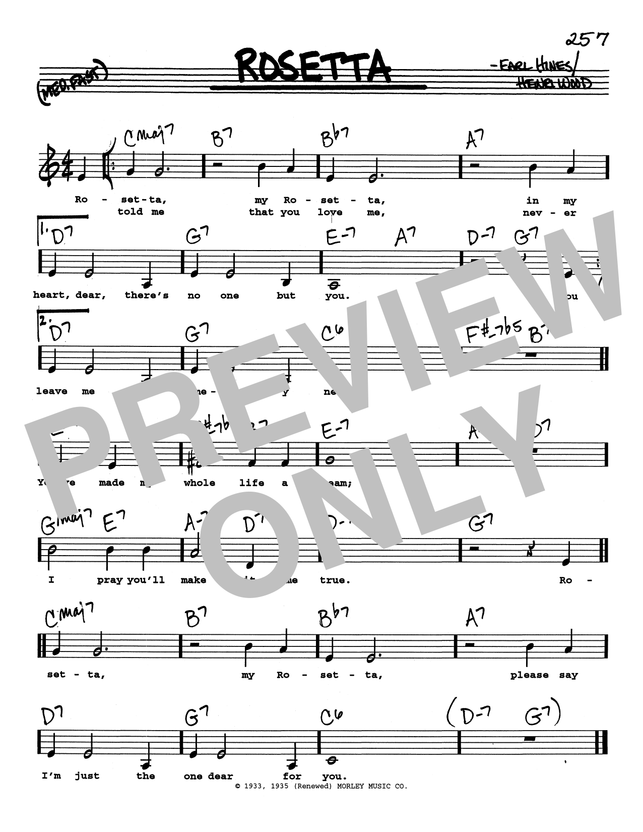 Earl Hines Rosetta (Low Voice) sheet music notes and chords arranged for Real Book – Melody, Lyrics & Chords