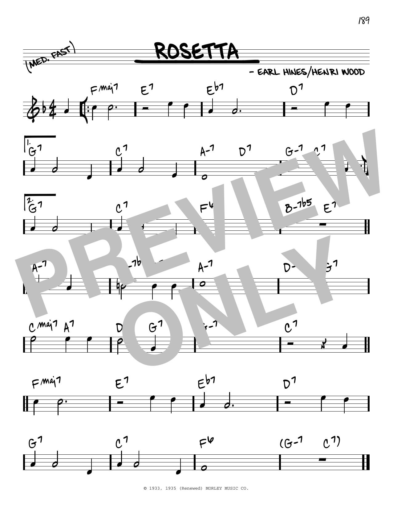 Earl Hines Rosetta sheet music notes and chords arranged for Piano, Vocal & Guitar Chords (Right-Hand Melody)