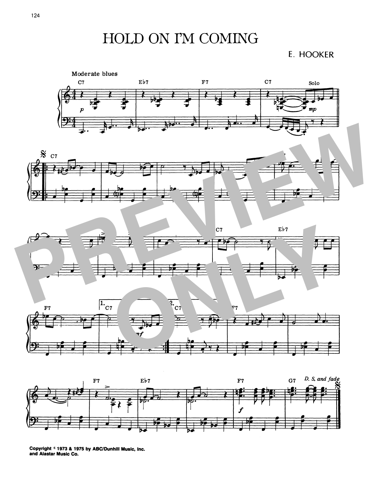 Earl Hooker Hold On I'm Comin' sheet music notes and chords arranged for Piano Solo