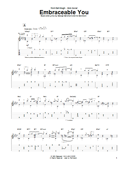 Earl Klugh Embraceable You sheet music notes and chords arranged for Guitar Tab